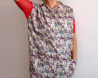 Cream dress summer large size cotton dress oversized dress loose short sleeve dress sundress maternity dress batman superman Summer Gift for