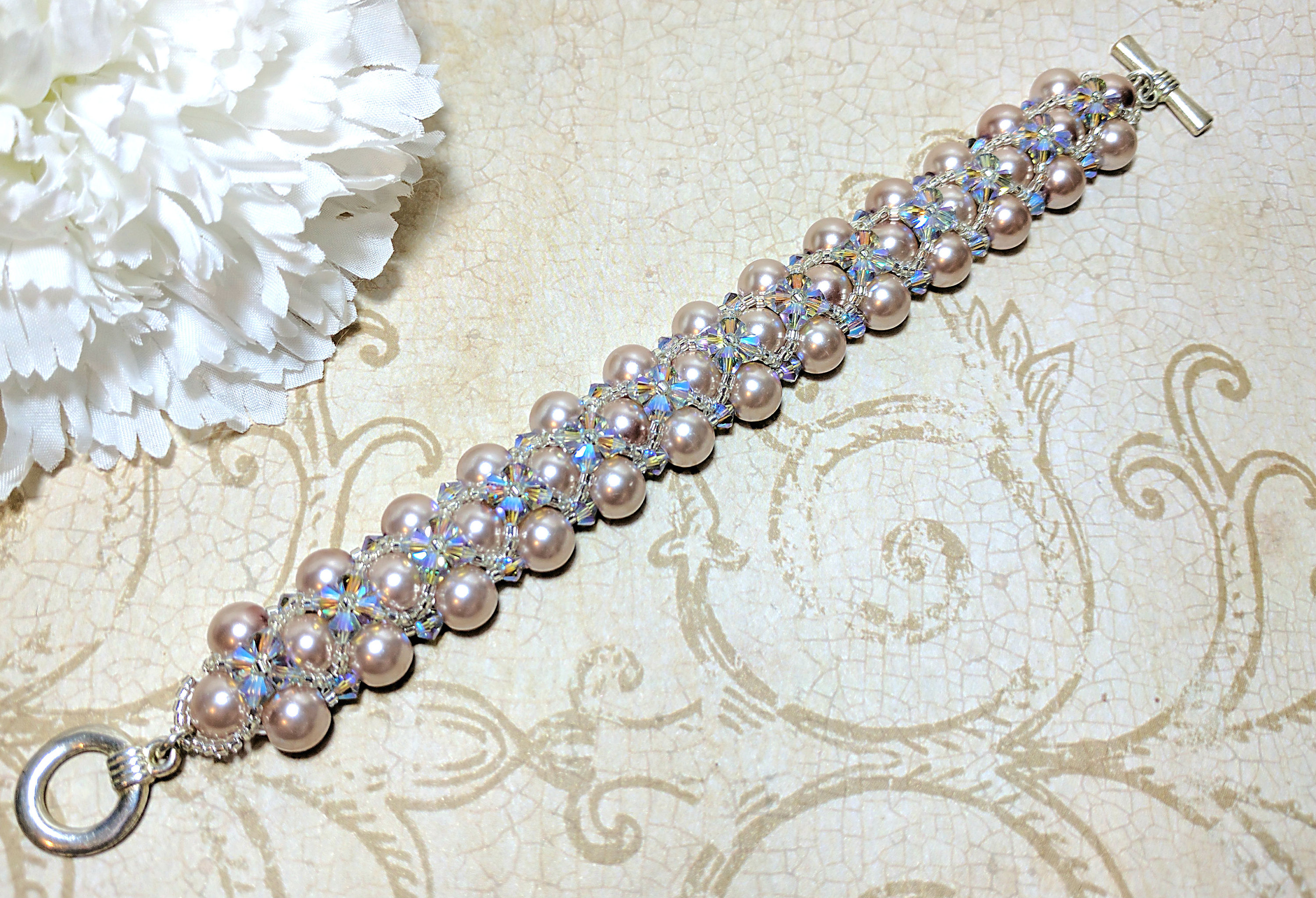 The Jessica Swarovski Pearl And Crystal Right Angle Weave