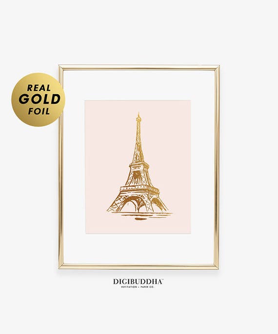 Gold FOiL PRiNT EIFFEL TOWER Vacation Print New House Poster Modern Traveler Art New Apartment Gift French Poster Blush Pink art poster B19 Il_570xn