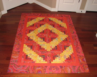Log Cabin Quilt in Red and Yellow Westminster Fibers Fabrics
