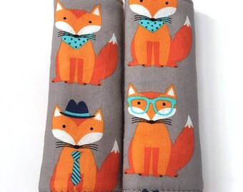 Nerdy Baby Fox Car Seat Strap Cover, Seat Belt Cover, Woodland Boy Nursery, Baby Fox Nursery, Woodland Baby Shower, Baby Carrier