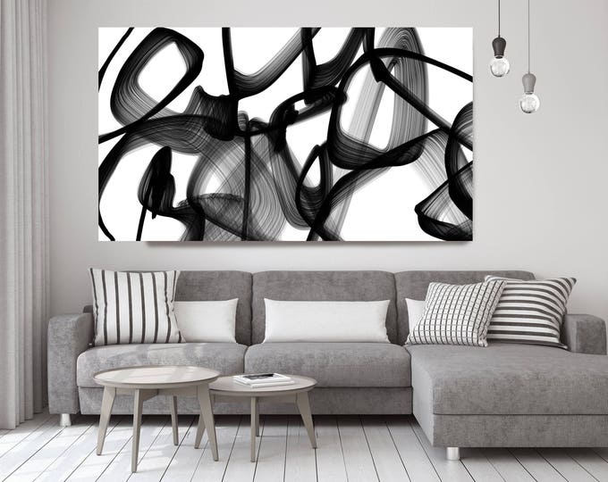 Abstract Expressionism in Black And White 26. Contemporary Unique Wall Decor, Large Contemporary Canvas Art Print up to 72" by Irena Orlov