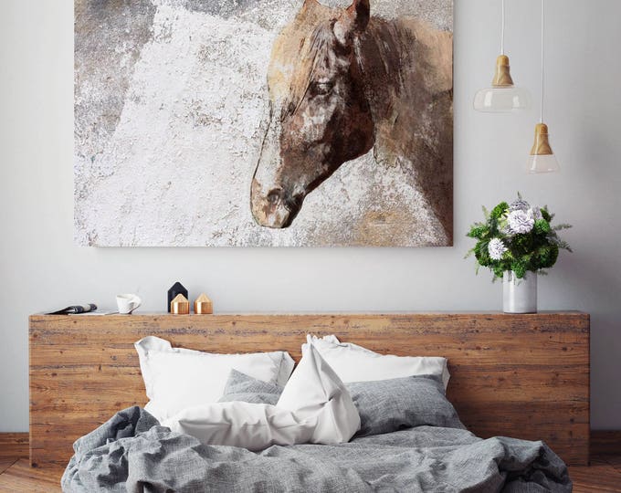 Gorgeous Rustic Brown Horse. Extra Large Horse, Horse Wall Decor, Brown Rustic Horse, Large Canvas Art Print up to 72" by Irena Orlov