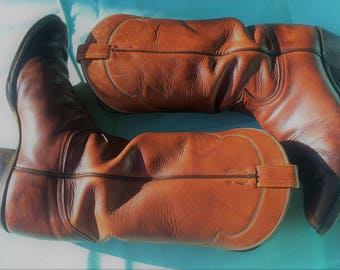 Tony Lama brown leather cowboy boots Mens 10D