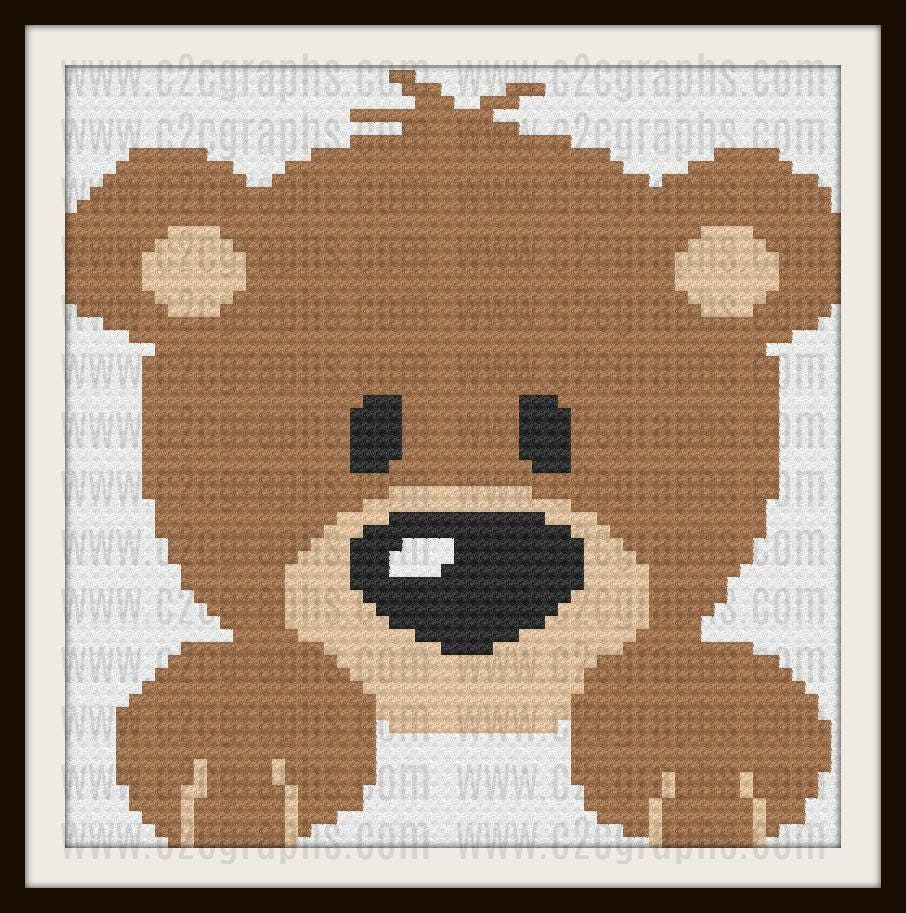 Baby Bear Afghan, C2C Graph, Written Word Chart, Crochet Pattern