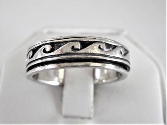 Sterling Silver Band, Men's Eternity Ring, Spinner Ring Size 13