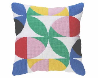 Mid Century Modern Cross Stitch - needlepoint Kit, Flores #2,