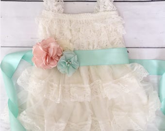 Forest Pastel Floral Lace Garden Heirloom Baby Dress Girls Summer Dress