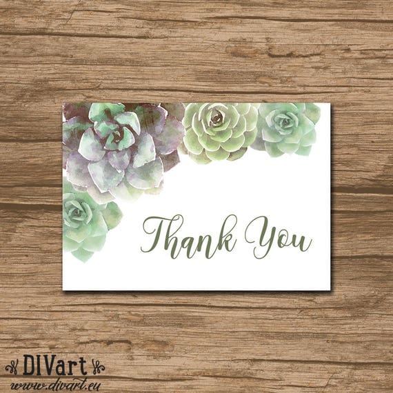 Succulent Thank You Card PRINTABLE file rustic wedding