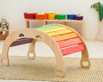 Double Rainbow Rocker/ Rainbow Balance Board/ Wooden Rocker/