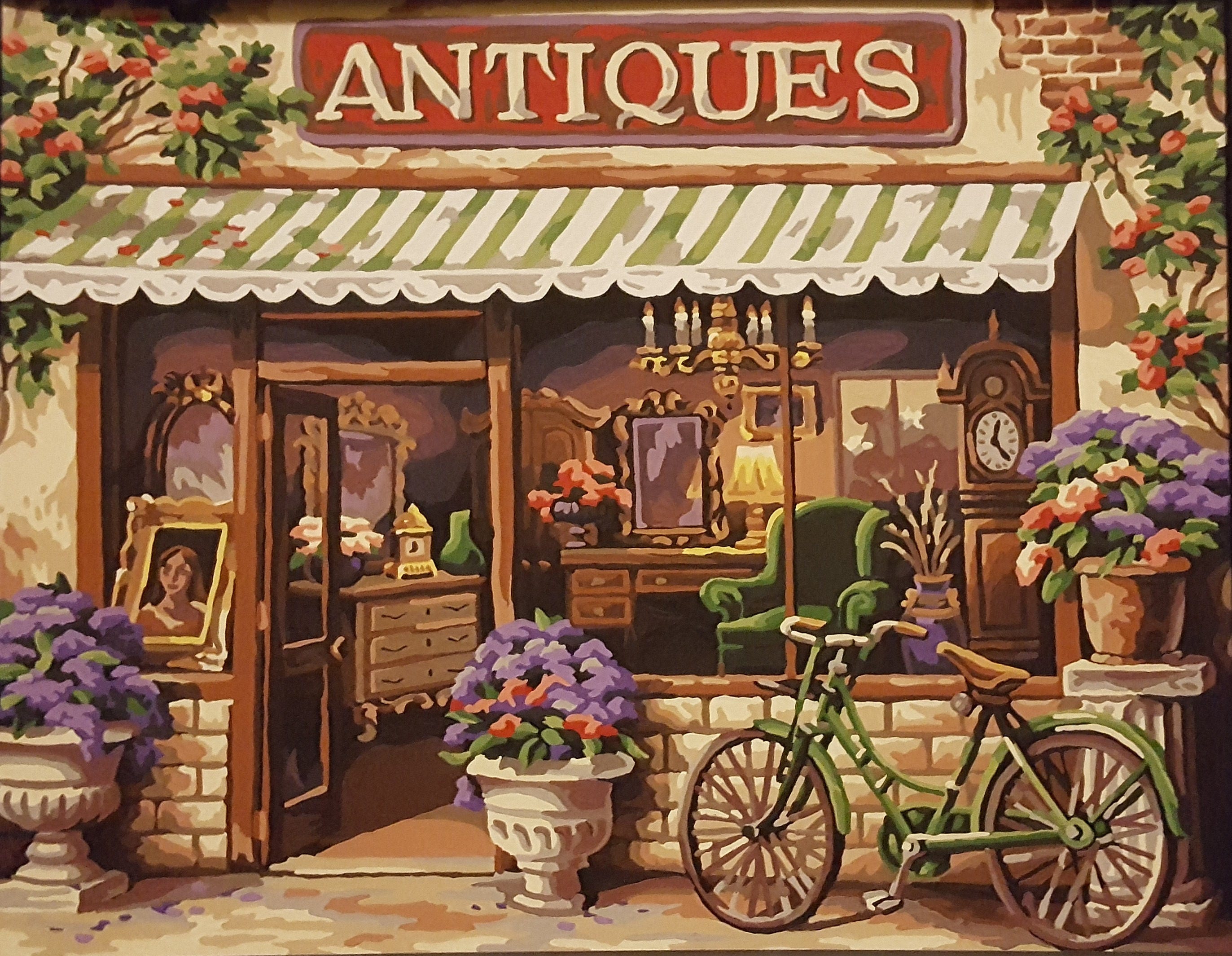 ANTIQUES shop painting. Handmade Acrylic/Oil Painting. Great