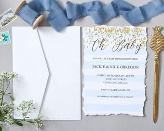 Baby Boy Shower Invitations - Oh Baby Invitations - Baby Boy - Baby Shower Invites - Set of 20