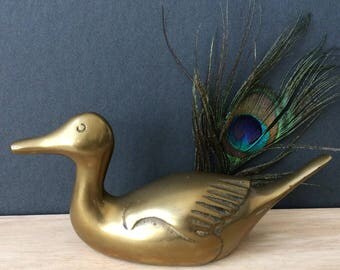 vintage brass duck Mid Century Modern