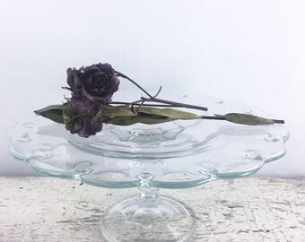 Beautiful Vintage Teardrop Glass Cake Stand