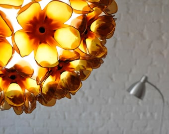Recycled PET bottle flower beer brown warm globe pendant chandelier lamp plastic