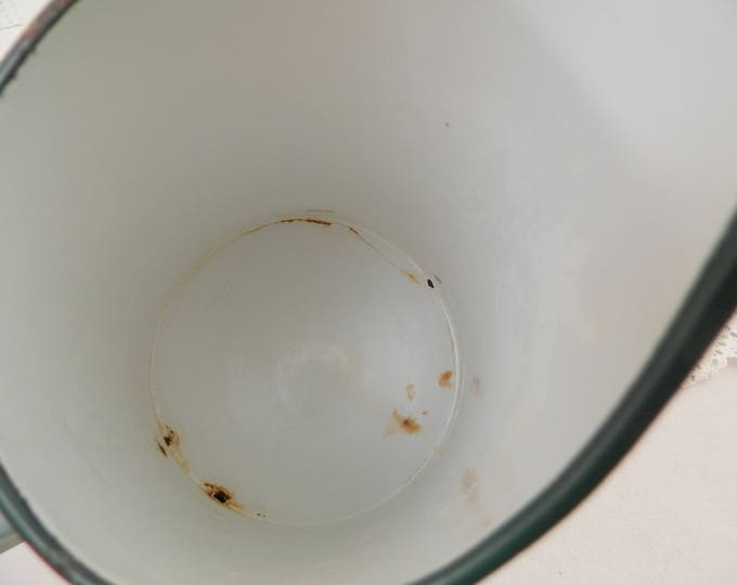 Vintage Mint Green Enamel French Pitcher, Enamelware Pale Green Jug, Rustic Rural Country Cottage Decor, Farmhouse Kitchen from France, Vintage Mint Green Enamel French Pitcher, Enamelware Pale Green Jug, Rustic Rural Country Cottage Decor, Farmhouse Kitchen from France,