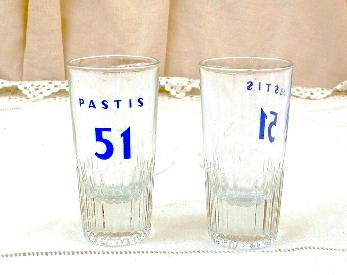 2 Vintage French Small Pastis 51 Mominettes Glasses, Pair French Aperitif Glasses, Pernod Ricard Cote D'Azur South of France, Barware 2 Vintage French Small Pastis 51 Mominettes Glasses, Pair French Aperitif Glasses, Pernod Ricard Cote D'Azur South of France, Barware