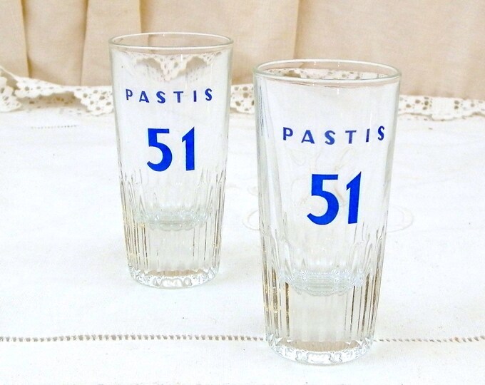 2 Vintage French Small Pastis 51 Mominettes Glasses, Pair French Aperitif Glasses, Pernod Ricard Cote D'Azur South of France, Barware 2 Vintage French Small Pastis 51 Mominettes Glasses, Pair French Aperitif Glasses, Pernod Ricard Cote D'Azur South of France, Barware
