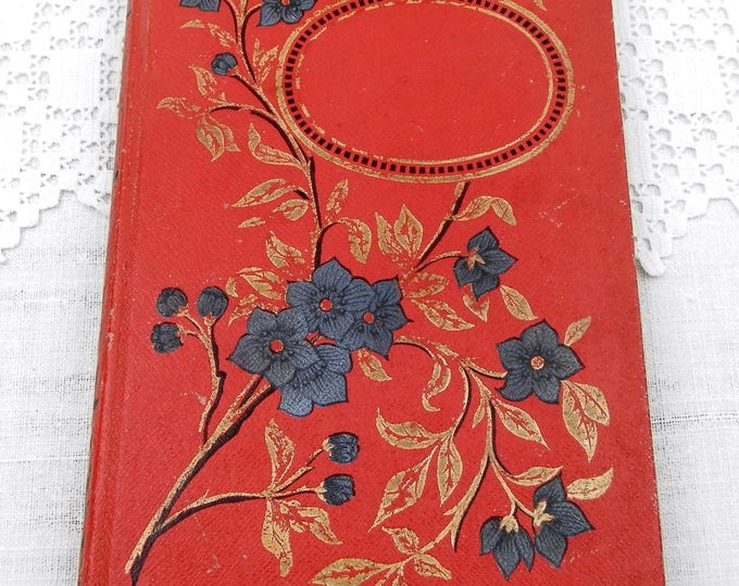 Antique French Historical Book Les Enfants Celebres Famous Children by E J Chaumette, Red Cover Gold and Blue Floral Pattern 6 Illustrations