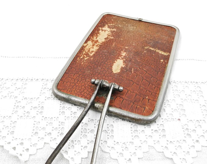 Antique 20's French Barber's Beveled Mirror with Adjustable Free Standing Easel Chrome Frame,Hand Held Wall Hanging Retro Bathroom