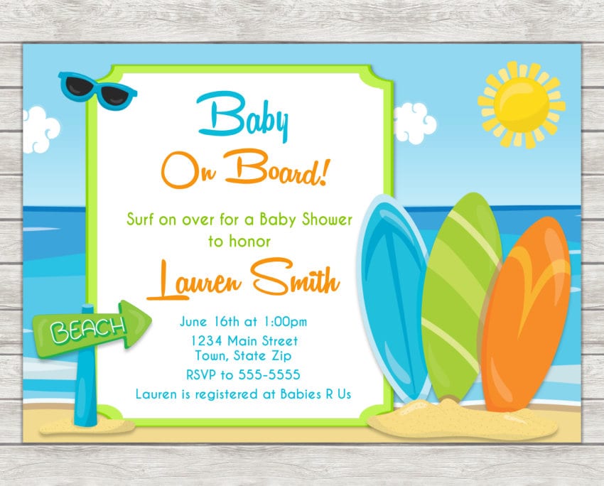 Surfer Baby Shower Invitations 1