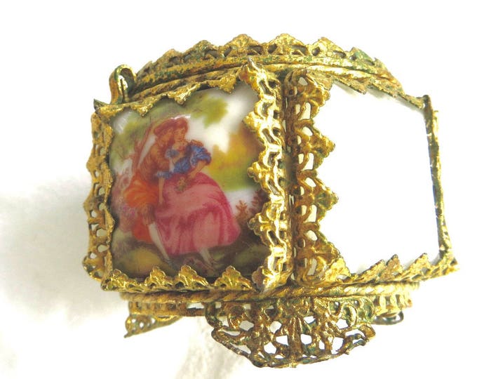 French Style Jewelry Box, Vintage Footed Jewelry Casket, French Style Figurals, Louis XIV Style