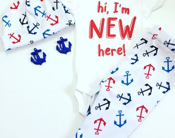 Hi I'm New Here Outfit, Coming Home Outfit, Going Home Set, Personalized Newborn Outfit, Home Coming Outfit, Newborn going Home Outfit