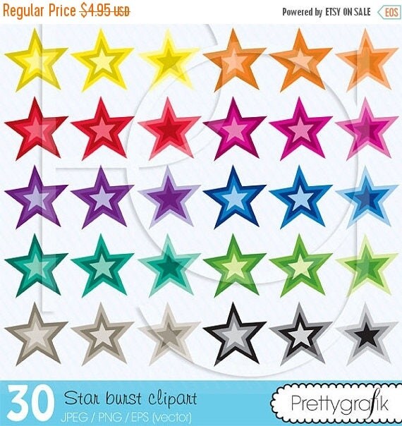 80% OFF SALE 30 star burst clipart commercial use, vector graphics, digital clip art, digital images - CL471 Il_570xn
