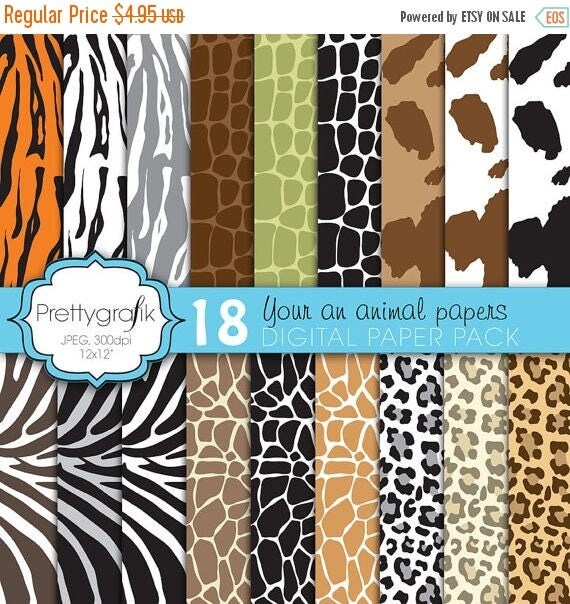 80% OFF SALE animal print digital paper, commercial use, scrapbook papers, background - PS593 Il_570xn