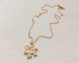 Gold Puzzle Piece Necklace