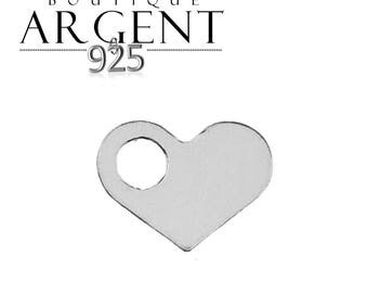 Silver charm heart 9.4 X 7.1 mm with hole