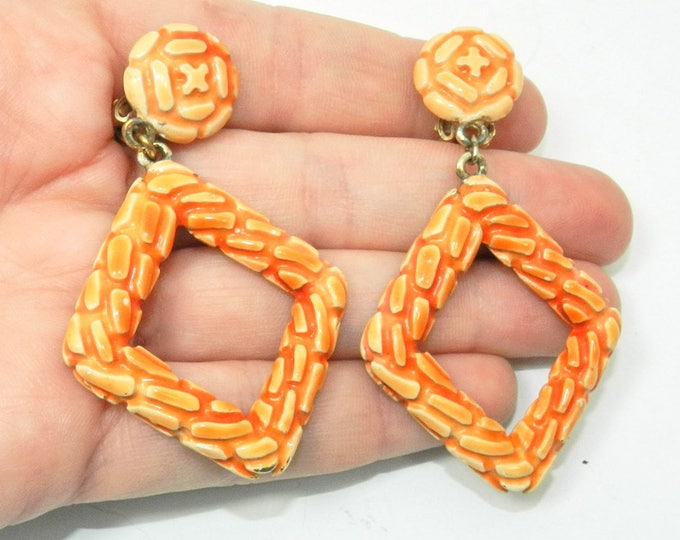HAR HARGO Dangle clip Earrings, HAR Jewelry Jewellery, Vintage Runway Couture Fashion, Hargo Creations N.Y., Bright Spring Color