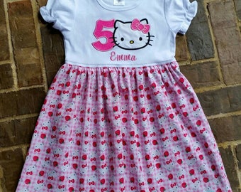 Ruffled Appliquéd Hello Kitty Dress with Birthday Number and Embroidered Name