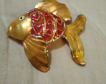 Goldfish goldtone Brooch by Best.