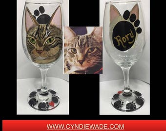 Cat wine glass | Etsy