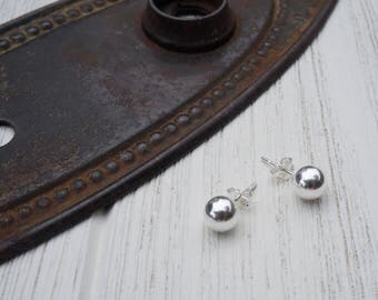 Genuine 925 Sterling Silver Half Ball Stud Earrings – Polished Finish, 6mm, Includes Gift Bag