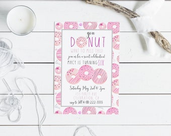 Donut Birthday Invitation Donut Birthday Invite Donut Printable Donut Invite Editable Donut Invitation Template Birthday Invite