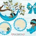 Sleeping Baby Magnolia Tree Branch Turquoise Teal | Hammock Bow Circles Baby | African American Girl | Clipart Instant Download