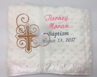 Baptism gift girl or boy blanket, personalized christening gift, monogrammed blanket, Baptismal gift, Girl Baptism gift, Boy Baptism gift