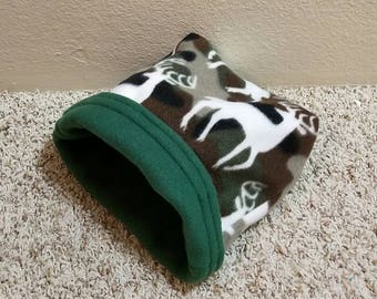 Cuddle sack ~ Sleep Pouch ~ Deer Print Reversible fleece pouch~ hamster~ gerbil~ mice~ rat~ ferret~ hedgehog~ guinea pig& more!