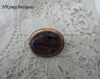 Antique brooch Amethyst glass 1900