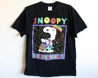 LARGE Vintage 1990s Snoopy Beagle Beat Graphic T-Shirt