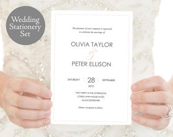 Wedding Invitation Set, Olivia, Wedding Invitation Printable, Wedding Invitation Template, Wedding Template, PDF Instant Download, MM10-1