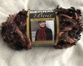 Bernat Boa yarn - Dark Mink colorway - Brown Taupe Multicolored Eyelash Yarn - bulky weight - 129 yd