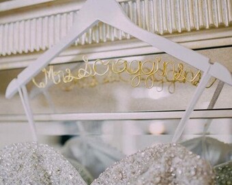 Wedding Hanger, Custom Bridal Hanger, Brides Hanger, Name, Wedding Hanger, Wedding Dress Hanger, Shower, Bride white hanger.