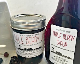 Triple Berry Jam and Triple Berry Syrup Combo - Breakfast Syrup - Blueberry Blackberry Strawberry - Housewarming Gift - Boondock Enterprises