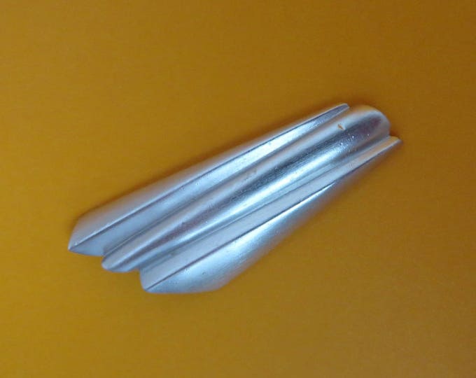 Vintage Monet Brooch, Matte Silver Tone Modernist Brooch, Large Ridged Pin, FLAWS