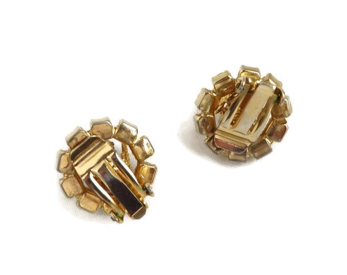 Vintage Rhinestone Earrings - Gold Tone Antique Style Clip-on Earrings, Bridal Jewelry, Gift for Her, Gift Boxed Vintage Rhinestone Earrings - Gold Tone Antique Style Clip-on Earrings, Bridal Jewelry, Gift for Her, Gift Boxed