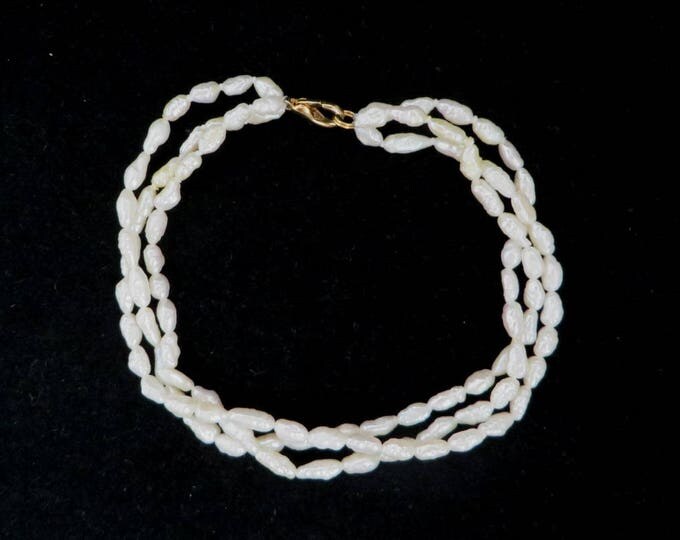 Vintage Pearl Bracelet - Multistrand Freshwater Pearl Bracelet, Gift for Her