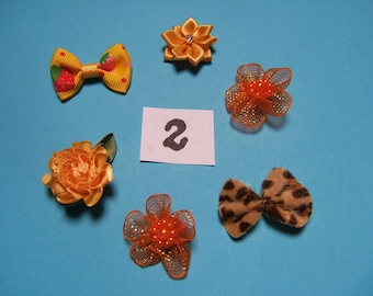 No 2 flowers satin and organza decoration 20 to 30mm x 6 mm diameter
